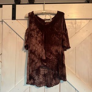 Chic Brown Tie-Dye Women's Blouse
